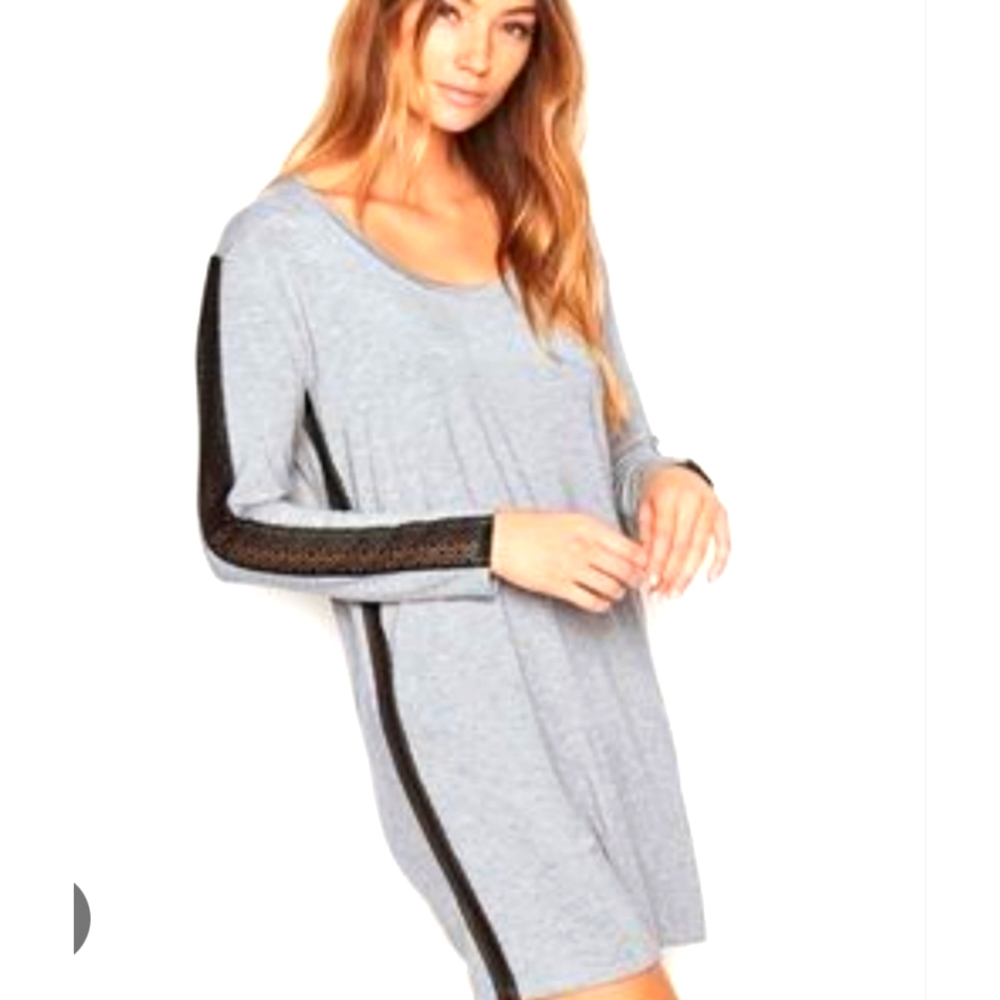 VICTORIA'S SECRET WOMEN'S HEATHER GRAY LONG SLEEVE SUPERSOFT MODAL SLEEP SHIRT L